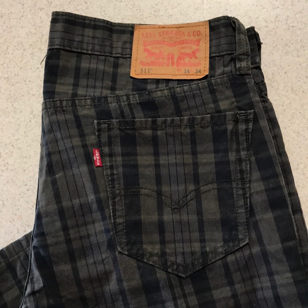 Men’s Levi 511 Plaid Jeans ~ 34 x 34 👖